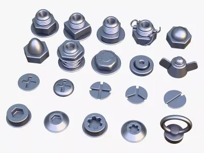 Fasteners Bolts Nuts Screws Kit M1 3D model