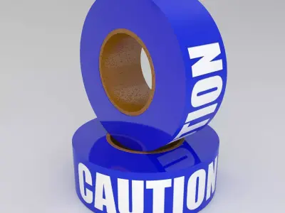 Caution Tape Blue 3D model