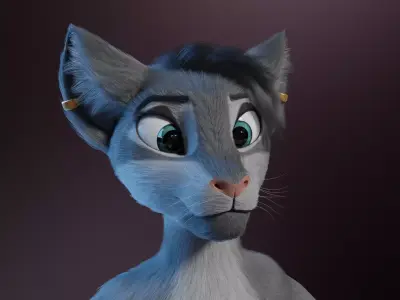 Yennifer Anthro Cat Free low-poly 3D model
