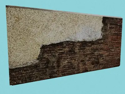 PSX Damaged wall Low-poly 3D model