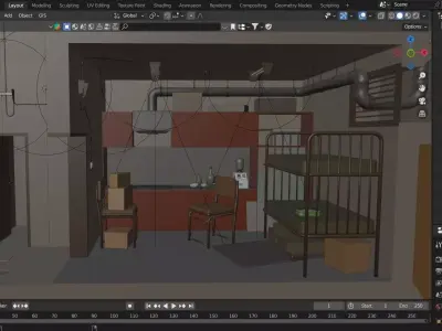 Underground Survival Bunker Low-poly 3D model