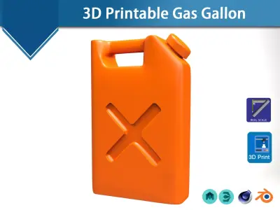 Gas Gallon - 3D printable available Free low-poly 3D model