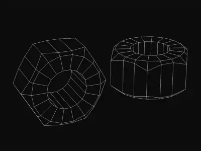 Low-poly Unwrapped Nut Low-poly 3D model