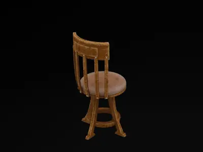 Wooden Chair Low-poly 3D model 18