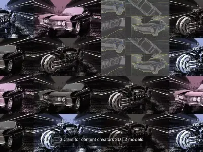 3 Cars for content creators 3D 3D Model Pack