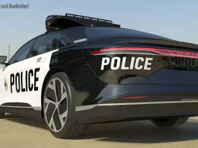 Lucid Air Electric Police Car Drone Launch Rigged for Maya 3D model