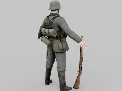 German soldiers Low-poly 3D model