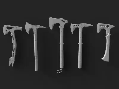 Modern Axe set 01 Highpoly 3D model
