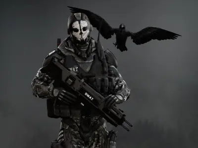Sci Fi Ghost Soldier Low-poly 3D model