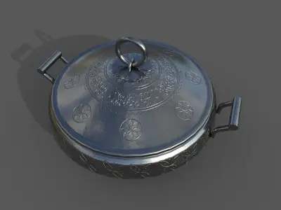 Indian Clay bank and cooking pot Low-poly 3D model