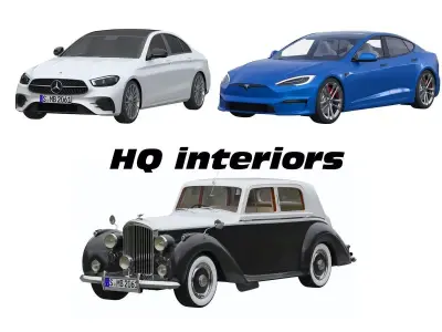 Car collection HQ Interiors 3D Model Pack