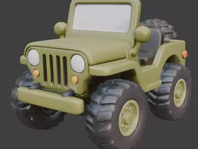 Stylized Chibi Military Jeep 3D Model Low-poly 3D model