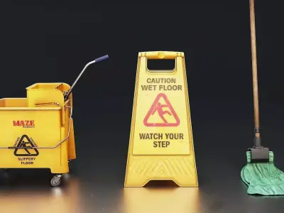 Cleaning Equipment Set Low-poly 3D model