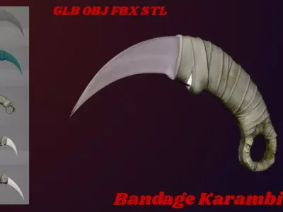 Bandage Karambit  - High Poly 3D model