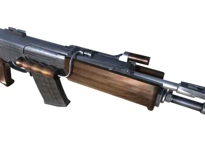 07-insas-rifle-gun model 3d game ready model  Low-poly 3D model