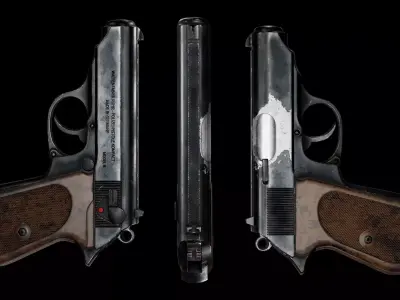 Game Ready Walther PPK Pistol PBR Rigged Low-poly 3D model