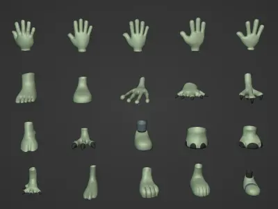 Cartoon Hands and Feet Pack Low-poly 3D model