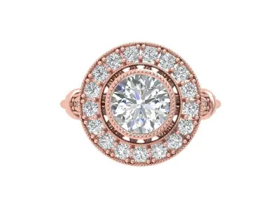Solitaire Engagement Art Deco Ring 3D print model 71