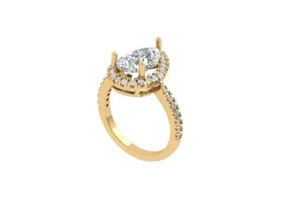 Pear SolitaireArt Deco Ring 3D print model get