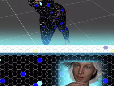 Tech retro cyber clothes set for Genesis 2 female 3D model