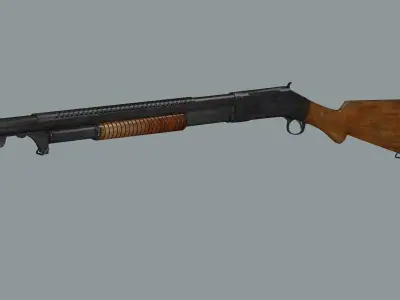 Winchester Model 1897 Low-Poly 3D Model Low-poly 3D model
