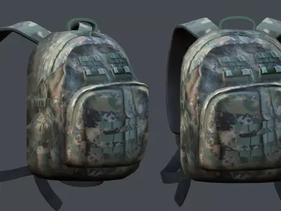 Backpack Camping Generic military human bag storqge baggage Low-poly 3D model 9