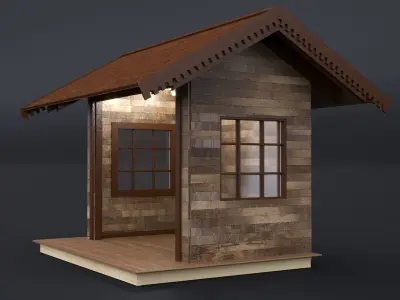 EUROPEAN COMMERCIAL WOODEN BUILDING STALL VER-1 2024 3D model