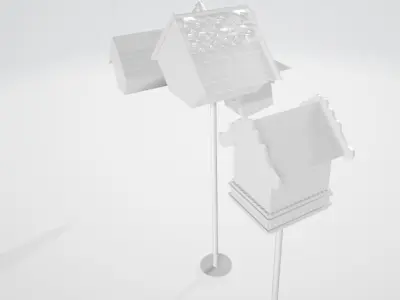 Bird House Low-poly 3D model 2