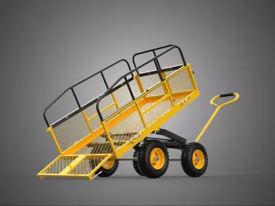 TIPPING MESH CAGE RAILS DECK BED LIFT GARDEN UTILITY CART WAGON 3D model