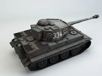 Low Poly Tiger Ausf E heavy tank Low-poly 3D model