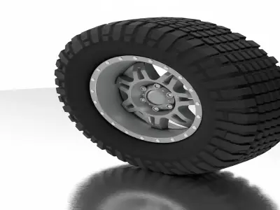 Third Off Road Tire and Rim 3D Model  3D model