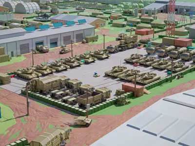 Military Forest Low-poly 3D model