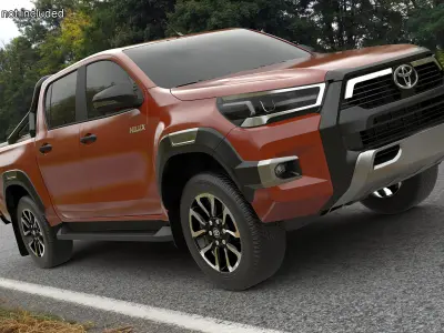 Toyota Hilux 2022 Orange Rigged for Cinema 4D 3D model