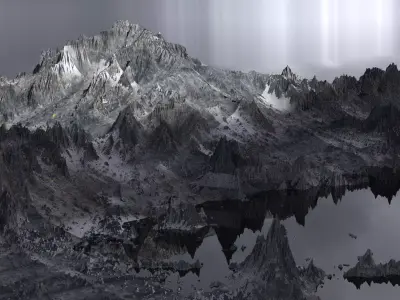 Mordor Mountain rock terrain 4  3D model
