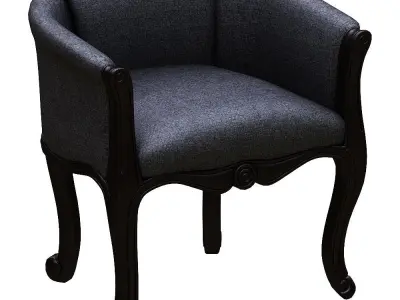Dining chair leather and black wood Low-poly 3D model