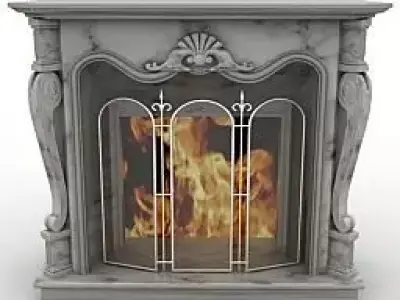 Fireplace with flames 3D model