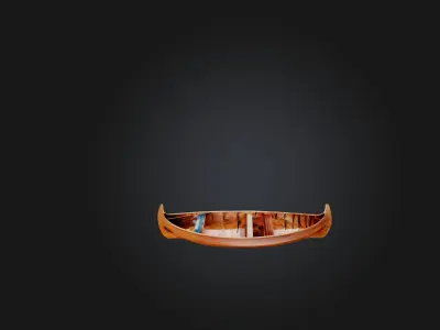 Custom Wooden Canoe Low-poly 3D model