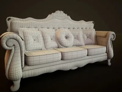 Victorian Sofa Game-Ready Low-poly 3D model
