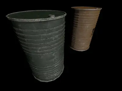 Danger oil barrels set Low-poly 3D model