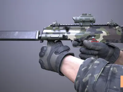 FPS Automatic Gun Animations Low-poly 3D model