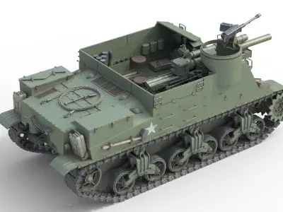 M7 Priest Howitzer  Low-poly 3D model