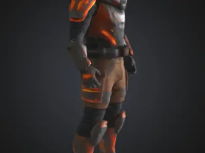 Emberclad Fire Soldier in Heat Resistant Iron Mask Low-poly 3D model
