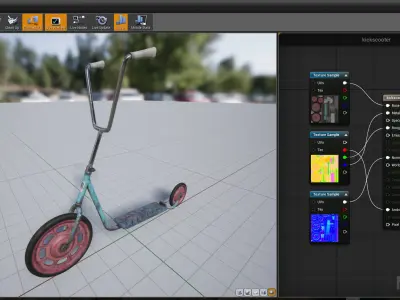 Old Soviet kick scooter Low-poly 3D model