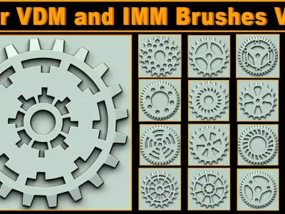 Gear VDM and IMM Brushes Vol 1 Low-poly 3D model