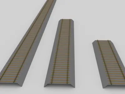 3D Model of 6 Pieces of Straight Track Free 3D model