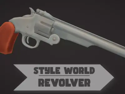 Style World - Wild West Revolver - Rigged and Animated Low-poly 3D model