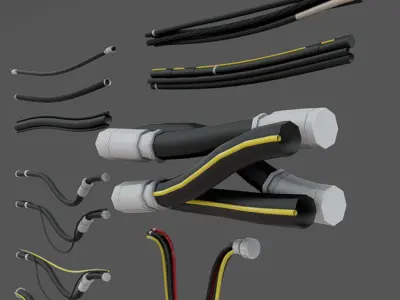 Electrical Wires 01-02-03 Low-poly 3D model