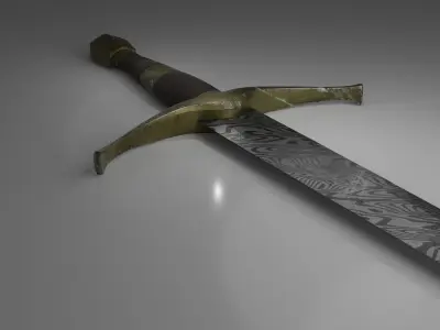 Crusader Damascus Blade Low-poly 3D model