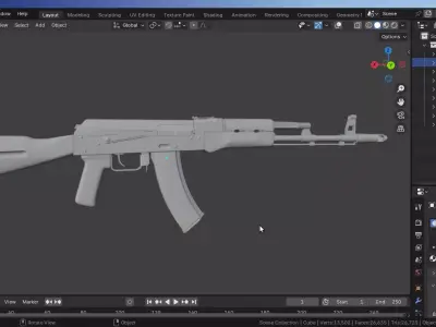 AK-74 3D-Model Low-poly 3D model