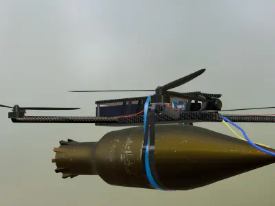 FPV Drone armed with a charge up to pg 7 Low-poly 3D model